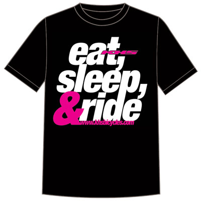 Eat, Sleep, and Ride KHS Tee T-shirt in Black with White and Fuschia Fonts